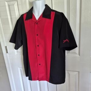 Jim‎ Beam Red Black Short Sleeve Button Down Shirt Men's Large